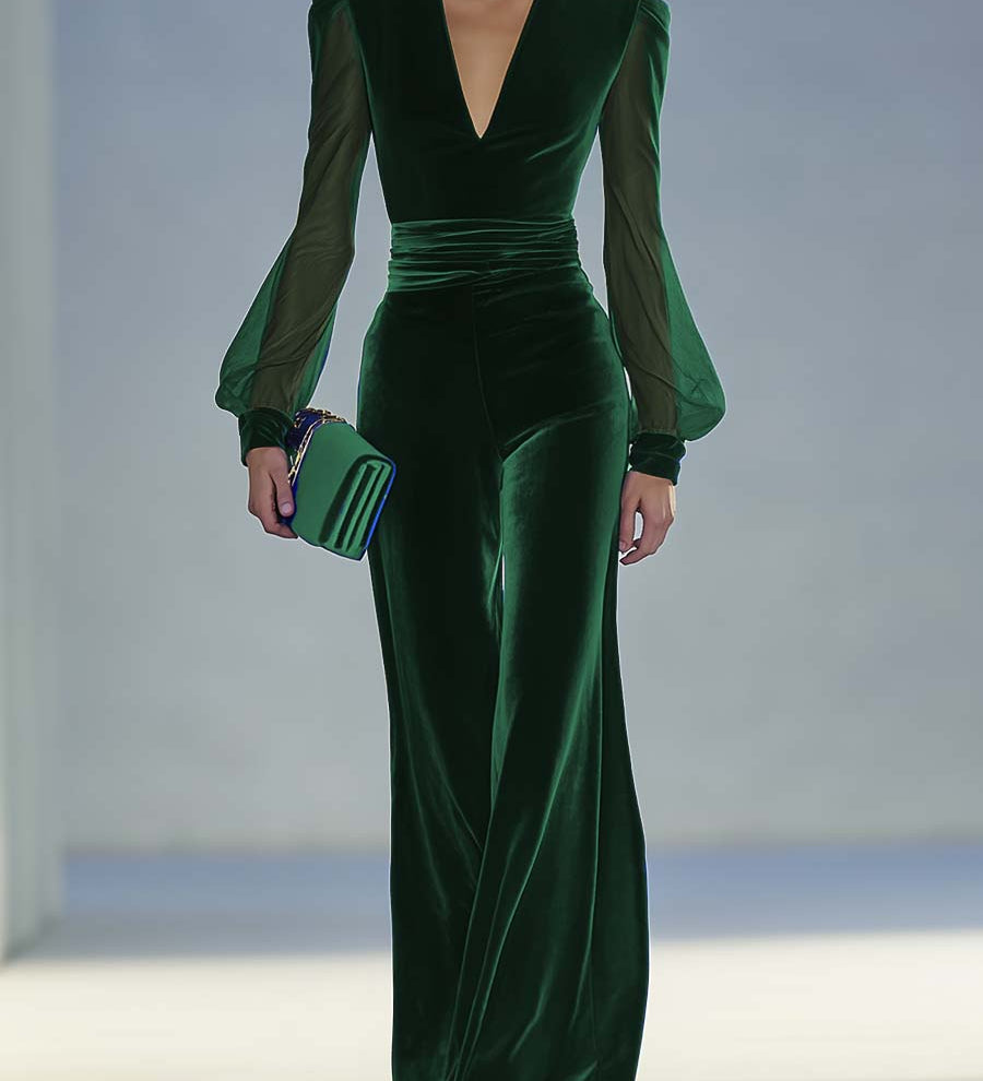 Gunta | Elegantiškas Aksominio Audinio Jumpsuit