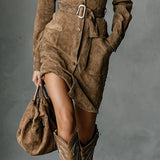 Zelena | Midi-Suede suknelė