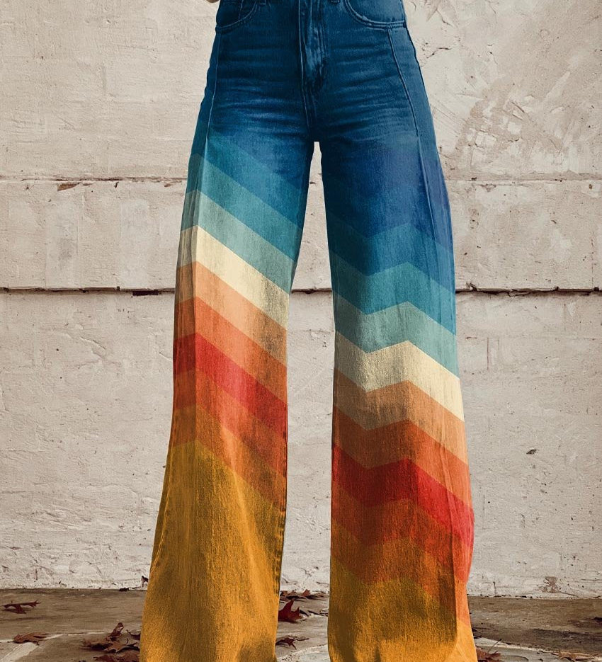 Léa - Elegantiški Retro Zigzag Kelnės