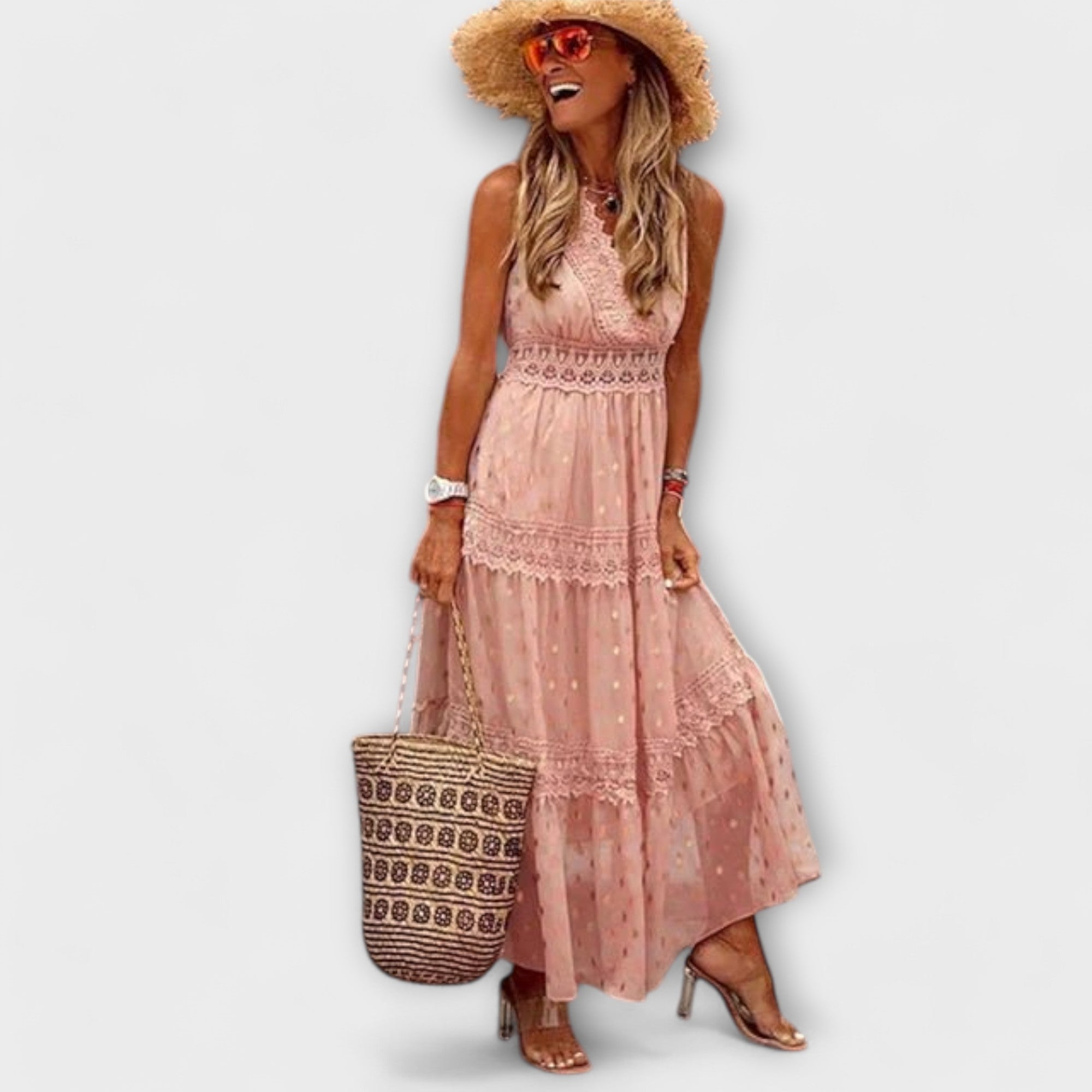 Lola | Boho nėriniuota maxi suknelė