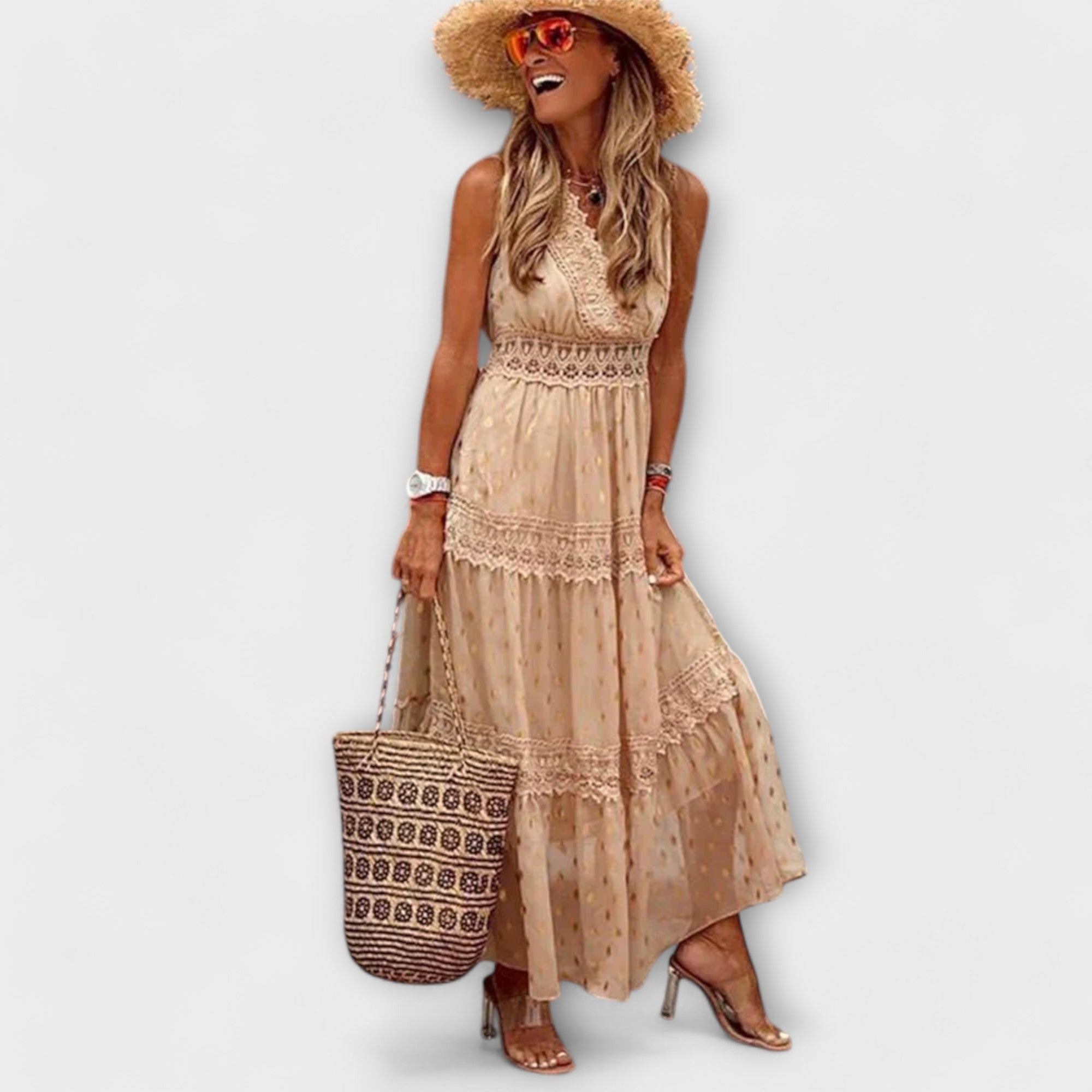 Lola | Boho nėriniuota maxi suknelė
