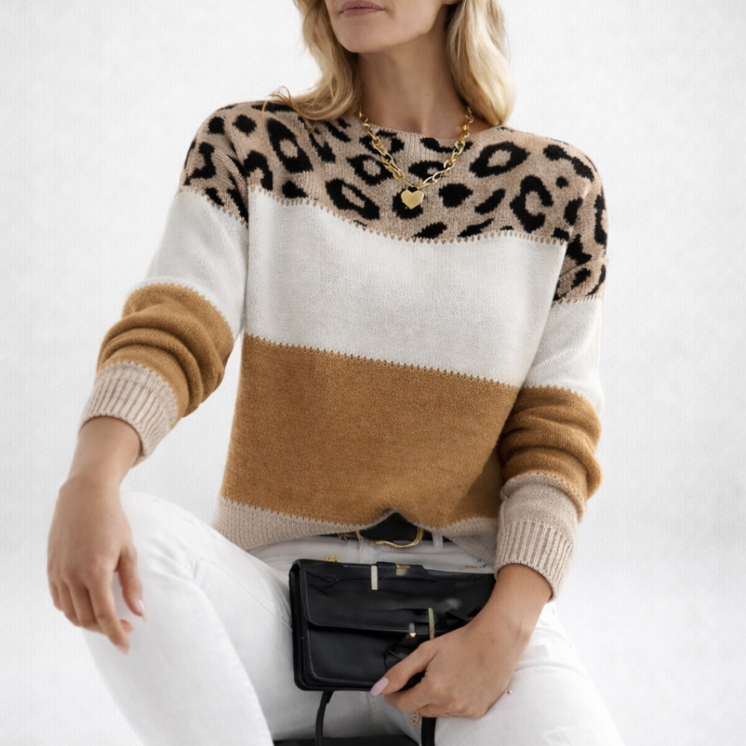 Ophélie | Elegantiškas leopardų rašto megztinis